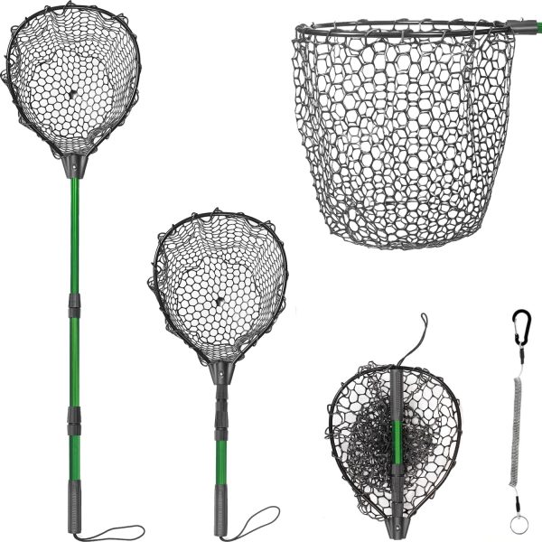 Rubber Fishing Net with Telescoping Handle - Silicone Fish Nets for Fishing, Aluminum Alloy Landing Net, Telescoping Handle and Rubber Net, Maximum Load 20 Pounds - Image 8